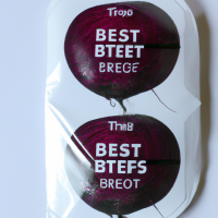 Vacuum packaging label for ready-to-eat beets. Three beets are shown with the words 